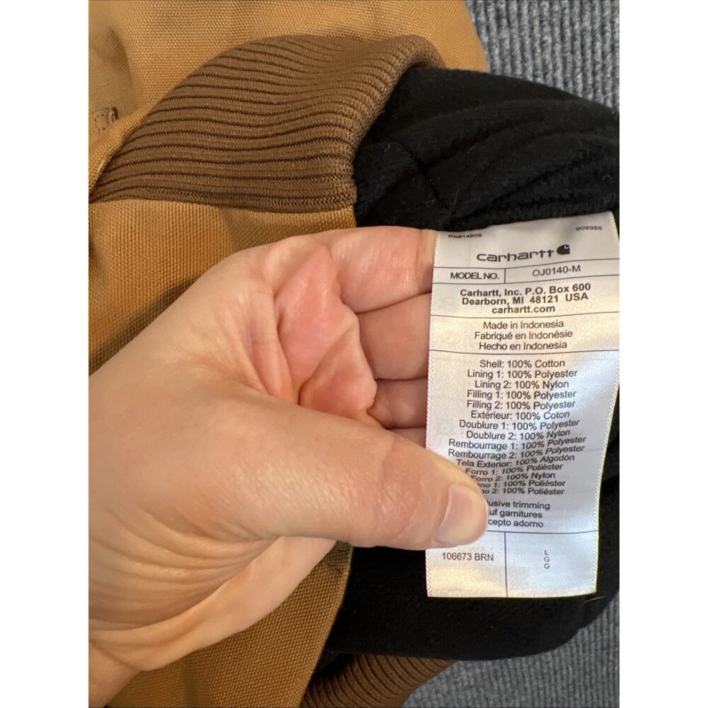 Carhartt Mens Iconic J140 Firm Duck Flannel Lined Active Jacket Brown Size Large - Picture 9 of 10